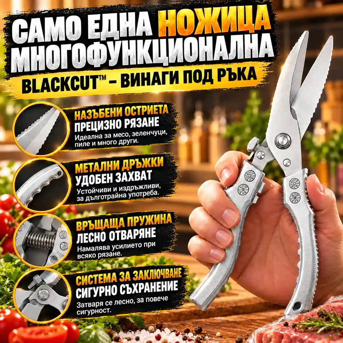 Многофункционална Кухненска Ножица BlackCut™
